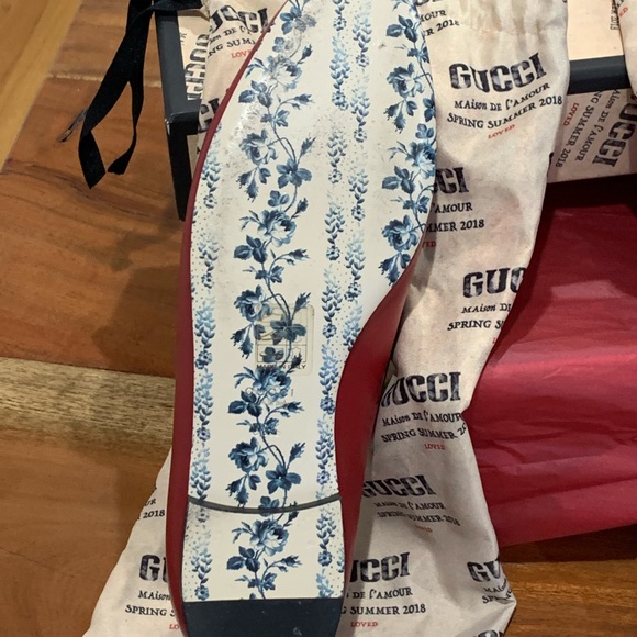 GUCCI Genuine Snakeskin Trim Ballet Flat 38.5 8.5 red - Picture 3 of 16